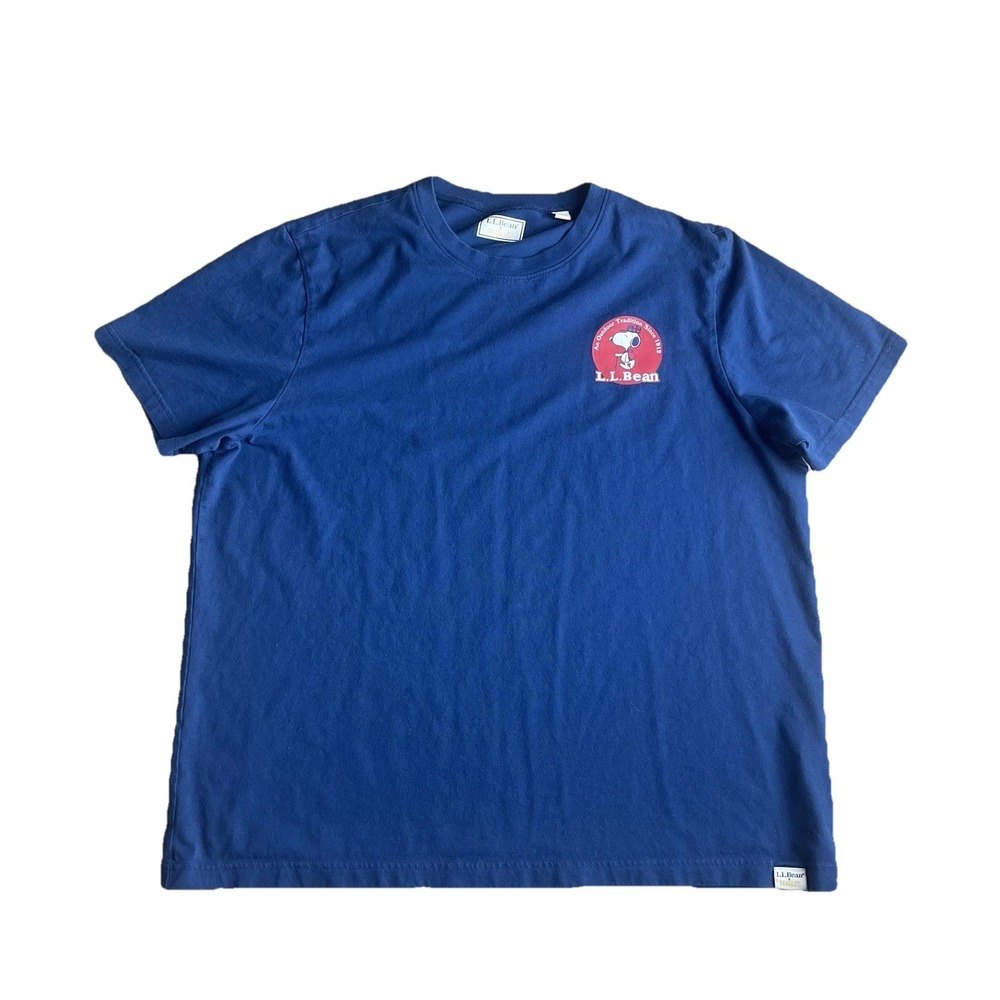 LL Bean Men's Snoopy Tshirt XL Navy Blue Pocket Peanuts
